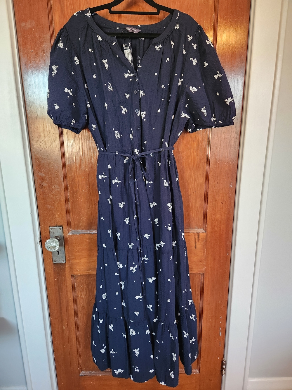 M&S Collection Navy Maxi Dress with White Floral Print